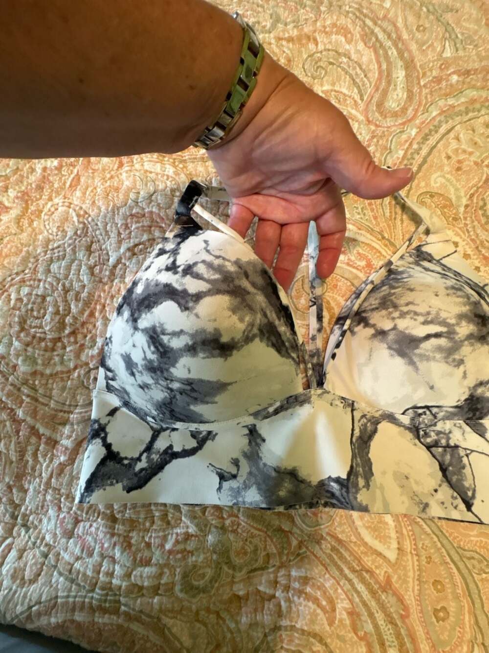 Victoria's Secret PINK Marble Print Racerback Sports Bra, bralette size large - Picture 5 of 10